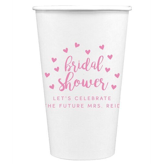 Confetti Hearts Bridal Shower Paper Coffee Cups